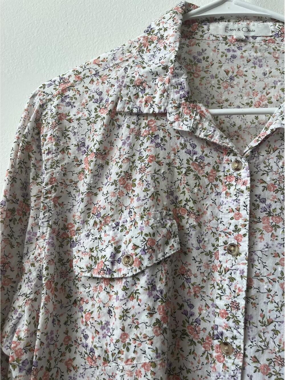 Eden and Olivia size xl 100% cotton button up blouse feminine floral cottagecore